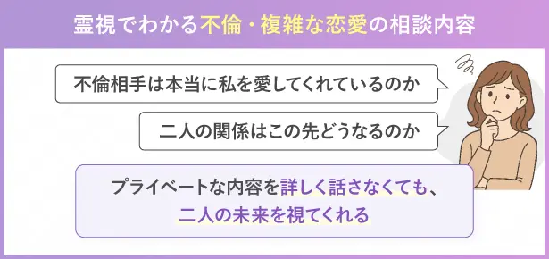 霊視でわかる不倫・複雑な恋愛の相談内容